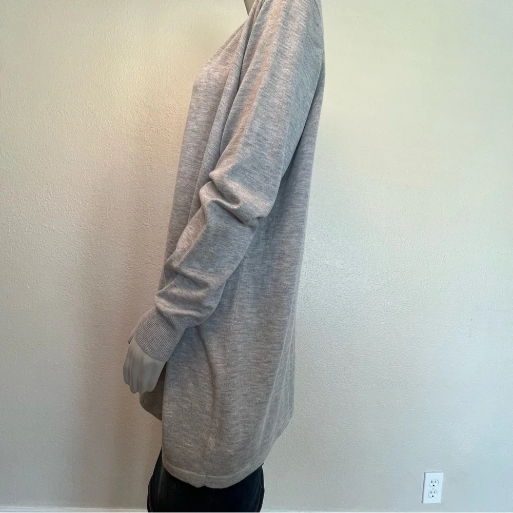 Ella Miss Heather Gray Long Open Front Cardigan Sweater - Picture 5 of 13